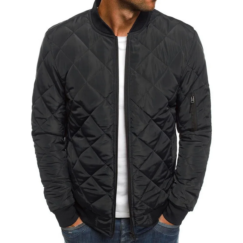 

Puimentiua 2019 Slim Warm Coats Autumn Winter Men's Lightweight Windproof Packable Warm Jacket Solid Color Jackests Outwear