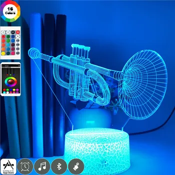 

Bluetooth Speaker Cornet 3D Mordern Light Remote Touch Control Lighting Children Multicolor Musical Instrument Led Table Lamp