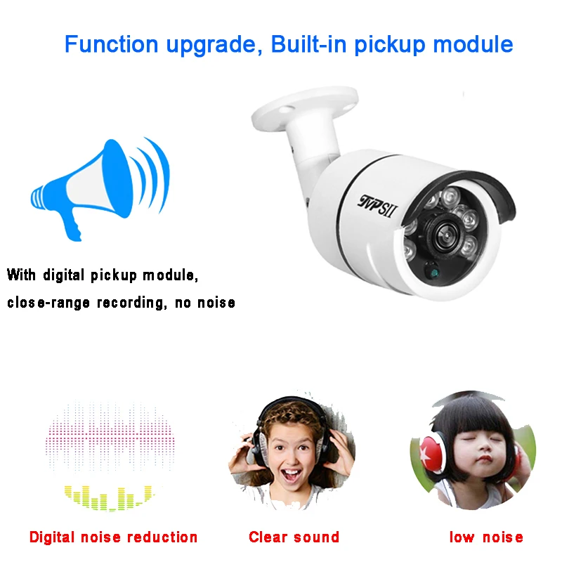 6pcs Infrared Leds XM Waterproof Metal 8MP,5MP,4MP,3MP,2MP Auido H.265+ IP66 25Fps ONVIF AI Face Detect CCTV IP POE Camera audio function