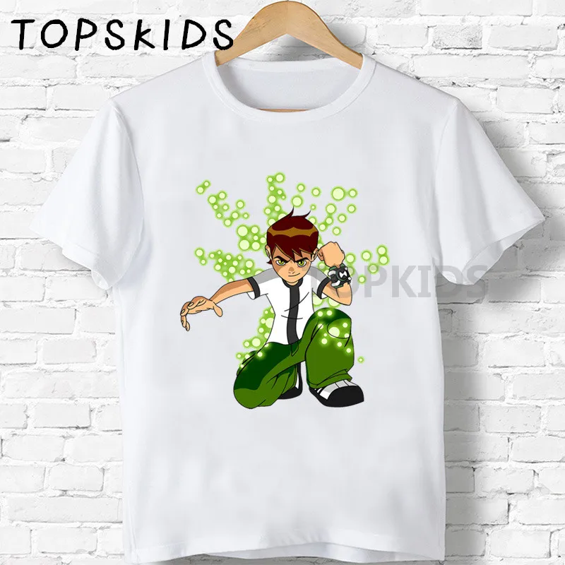 White-F Детские футболки с рисунком Omnitrix Ben 10 Забавные топы для маленьких мальчиков и девочек, детская летняя футболка HKP5328 - Цвет: White-F