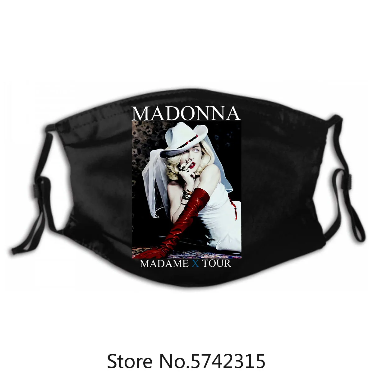 

Men Black Mask Reprint Washable Reusable Mask with PM2.5 Filters 5 Layers Madonna Madame X Tour 2019 Mask 2 Side Size
