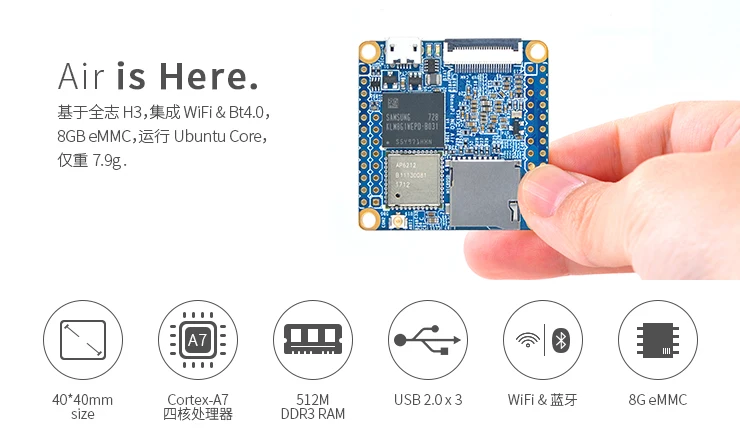 NanoPi NEO Air Bluetooth Wi-Fi IOT макетная плата A7UbuntuCore