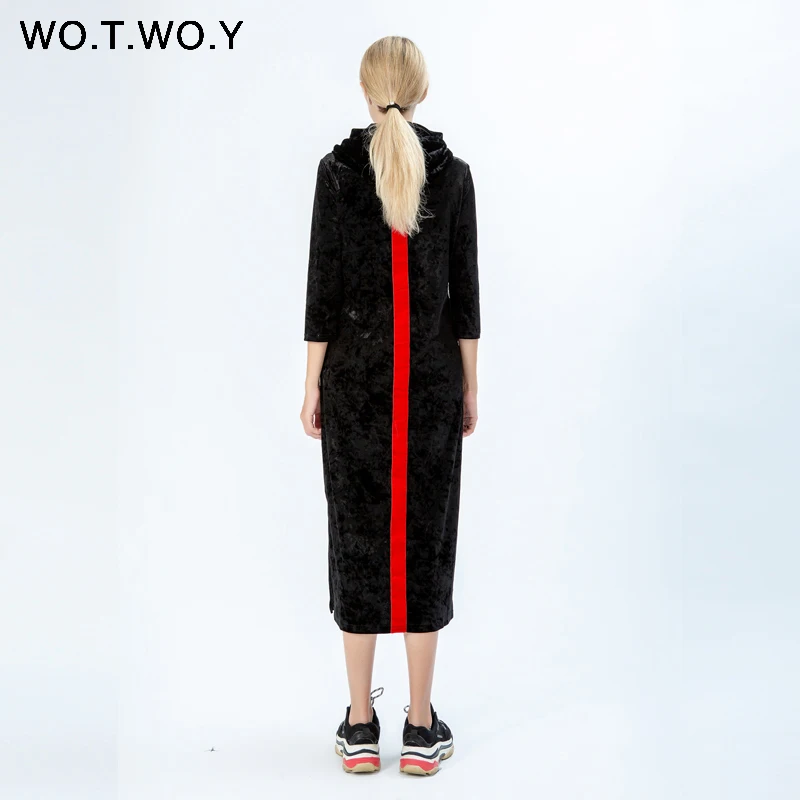 Женское платье с цветочной вышивкой WOTWOY Осеннее вельветовое макси лентами и