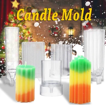 

5Pcs Candle Molds Candle Making Mould Handmade Soap Molds Clay DIY Craft Tools Plastic Candle Molds