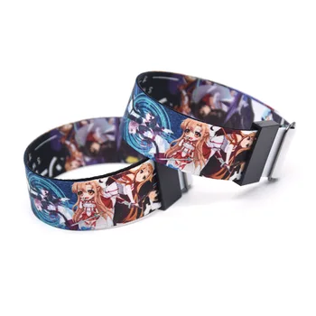 

20pcs/lot Sword Art Online SAO Wristband Adjustable Ribbon Wristbands Cartoon Anime Hand Strap Sport HipHop Accessories KB2296