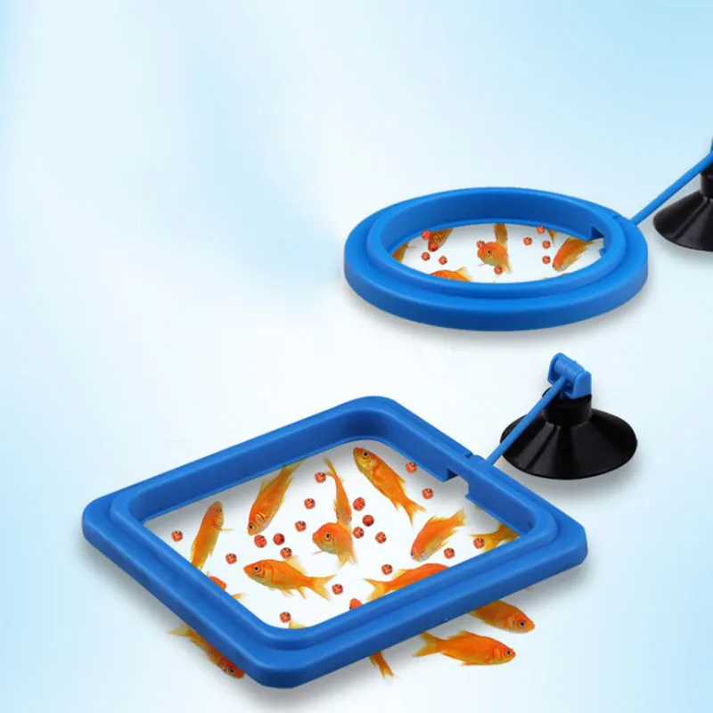 

New Aquarium Feeding Ring Fish Tank Station Floating Food Tray Feeder Square Circle Aquarium Accessory with Suction Cup