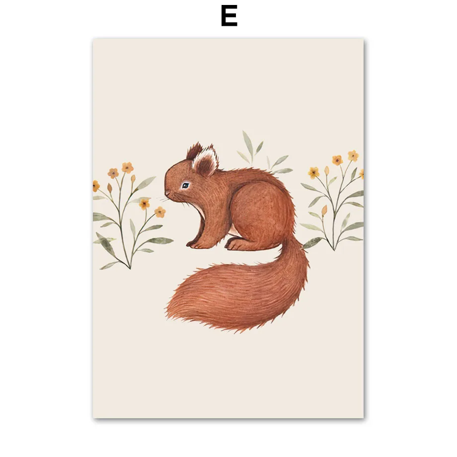 Deer-Rabbit-Squirrel-Bear-Hedgehog-Fox-Mouse-Wall-Art-Canvas-Painting-Nordic-Posters-And-Prints-Wall (7)