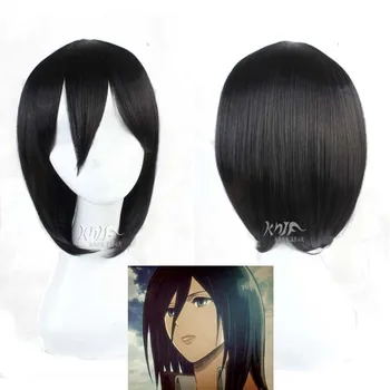 

New Black Women's Short Hair Attack on Titan Mikasa Ackerman cos hat wigs Anime Cosplay Wig