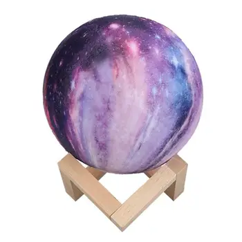 

3D Print Moon Lamp Starry Sky Star Night Light Touch Switch Night Light 16 Color Changeable with Wooden Holder Home Decoration