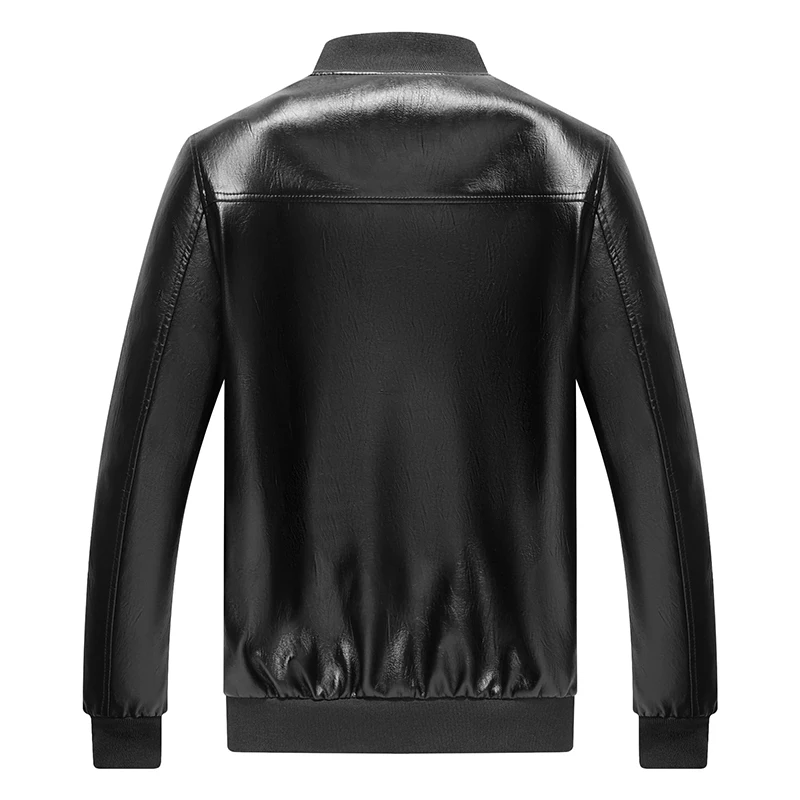 Мужская куртка со стоячим воротником, мотоциклетная осенне-зимняя куртка из искусственной кожи, уличная Мужская классическая черная куртка-бомбер, ветровка, 5XL