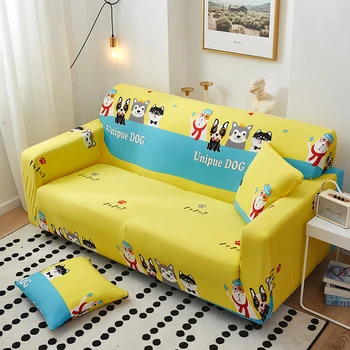 

2020 Yellow Cats Sofa Slipcovers Tight Wrap All-inclusive Slip-resistant Elastic Cubre Sofa Towel Corner Sofa Cover Couch Cover