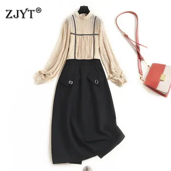 

Elegant Lady Fashion Autumn Long Sleeve Lace Patchwork Office Work Dress Womens Clothing 2020 New Female Vestidos