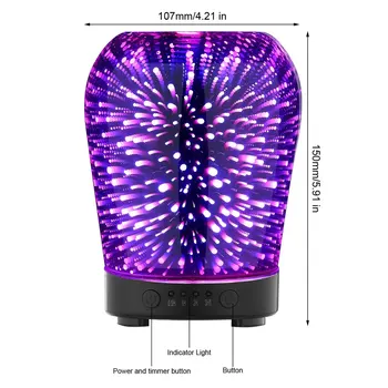 

100ml Aromatherapy Essential Oil Diffuser Cool Mist Humidifier 4 Time Setting 8 Color Changing LED Light for Home Office