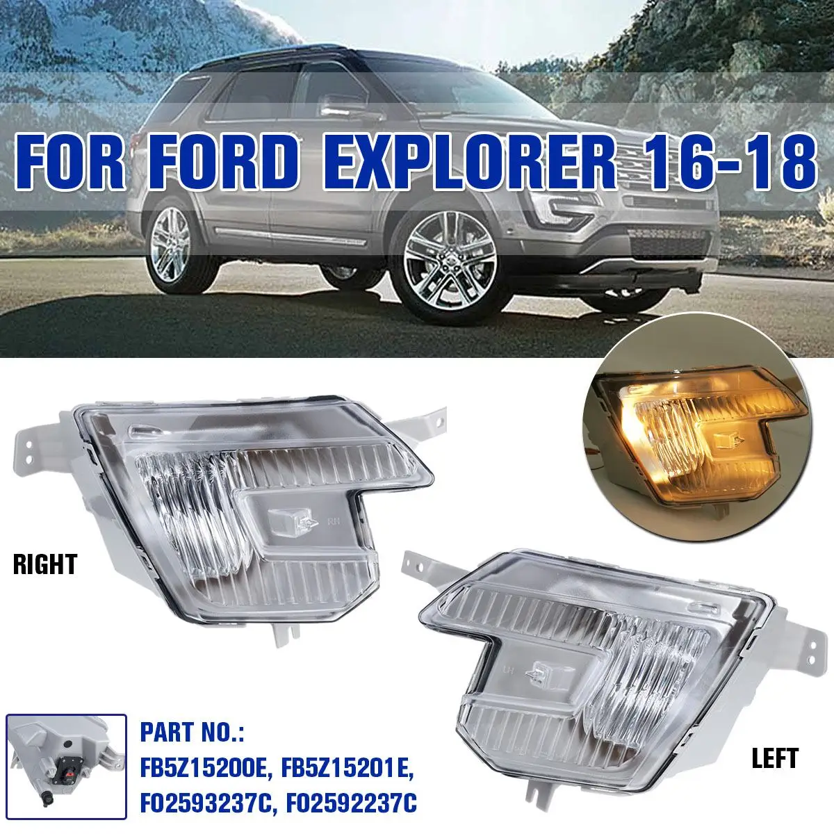 1/2 предмета в комплекте левая и правая сторона туман светильник для Ford Explorer- для полицейский перехватчик утилита база- FB5Z15200E