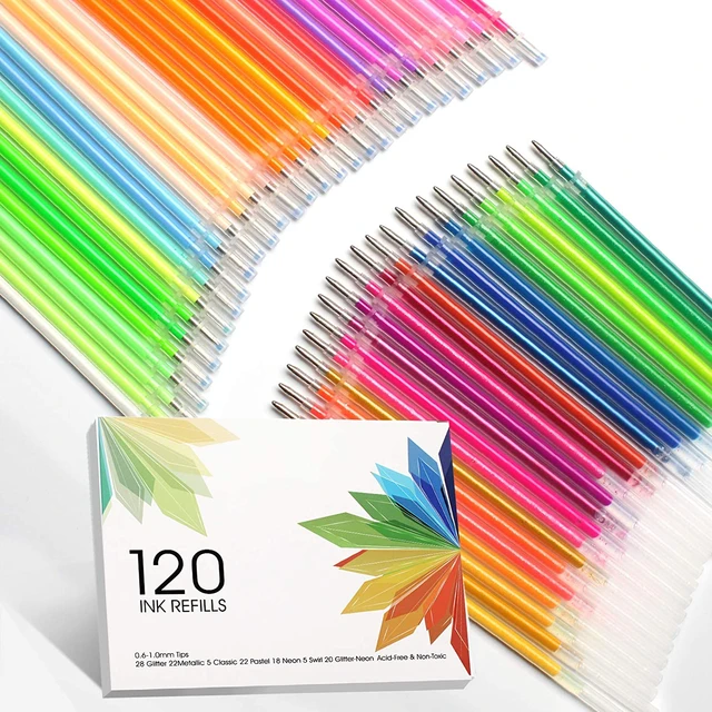 120 Pack Glitter Gel Pens Set, ZSCM 60 Colors Pens Include 48