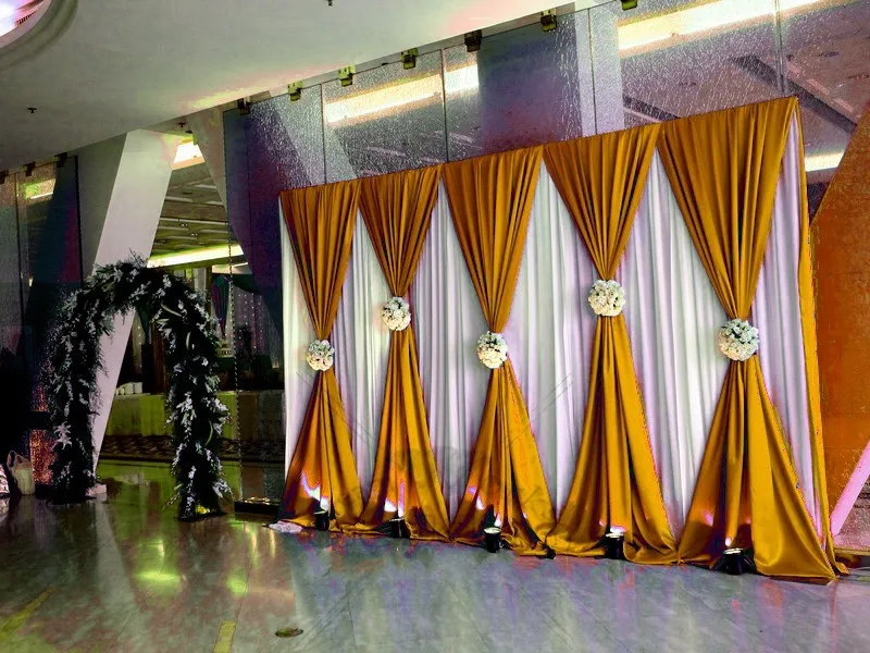 

10ftX20ft белый свадебный фон Шторы с золотые свадебные шторы/сценический фон для свадьбы, для вечеринки банкета мероприятия украшения