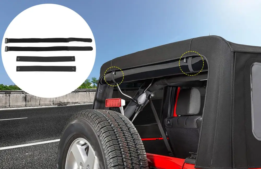 

Car Rear Window Straps for Jeep Wrangler JK JKU JL 2007-2018 2019 2020 2021 2022 Soft Top Straps Adjustable Interior Accessory