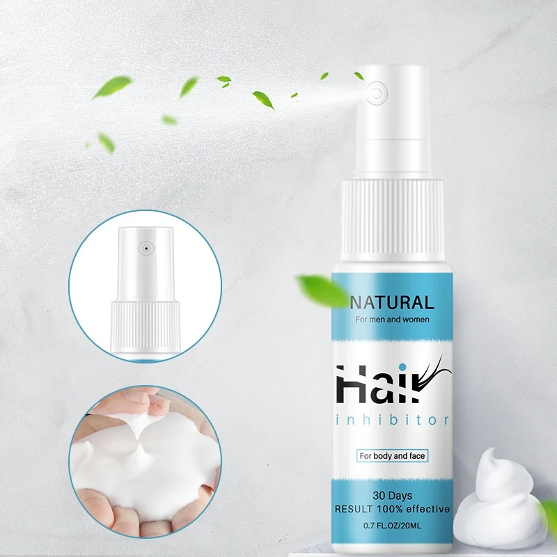 

Permanent Hair Removal Inhibitor Spray Essence Painless Beard Legs Armpit Smooth Repair Skin Facial Pubic Hair Stop Growth Spray