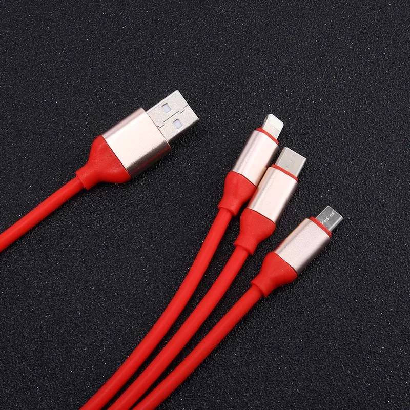 3 в 1 1,2 м СВЕТОДИОДНЫЙ модуль панели управления usb type-C для зарядки Lightning кабели для iPhone samsung Xiaomi Hi 888 - Цвет: Красный