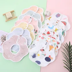 Infant Waterproof Bibs Cloth Towel Baby Stuff for Newborns Gauze Burp Bandana Shorts Kids Cotton Button Bibs Floral Toddlers