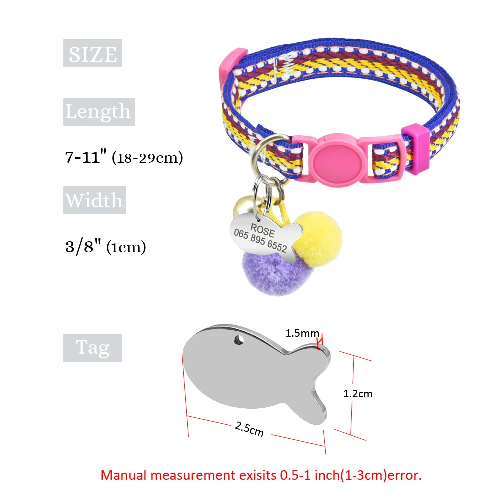 Ошейник для кошки, индивидуальный нейлоновый ошейник для котенка, персональный щенок, ID тег, ошейники, Быстроразъемное ожерелье для кошки, Аксессуары для кошек