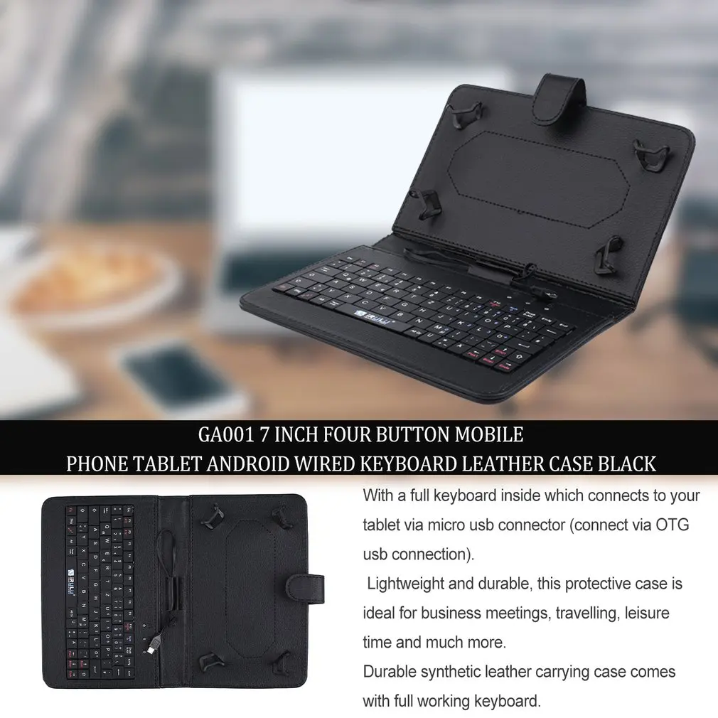 Ultra-Slim 7 Inches Adjustable Tablet Case Keyboard Stand Cover for Android Tablet with Micro USB C