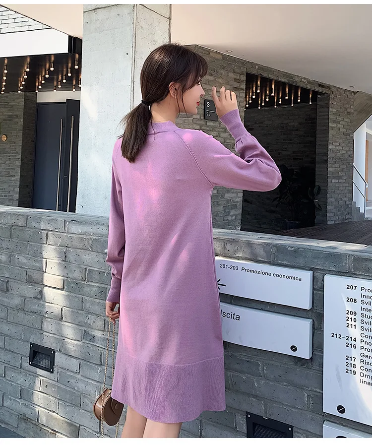 Factory Sale Autumn and Winter Korean Loose for Pregnant Women Breastfeeding Dress Knitted Sweater Feeding Clothes Dress