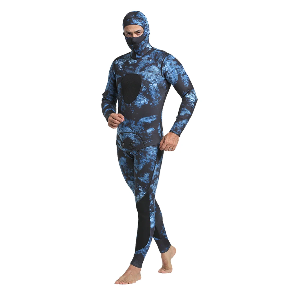 Mens Camo 3mm Neoprene Two-Piece Wetsuits Scuba Dive Surf Spearfishing Water Sports Wetsuit 
