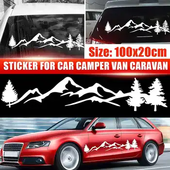 

100x20cm RV Motorhome Sticker Mountains Trees Scene Decal Stickers Body Sticker Car Styling DIY Decoration Universal