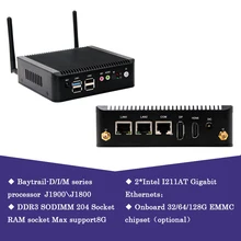 Pfsense Nano itx 4G DDR3 celeron J1900 J1800 Barebone Mini bilgisayar Ubuntu linux güvenlik duvarı yönlendirici x86 fansız endüstriyel Mini PC