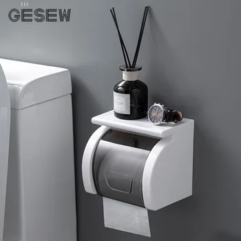 

GESEW Waterproof Roll Paper Dispenser Non-slip Storage Table Toilet Tissue Box Portable Toilet Paper Holder Bathroom Accessories