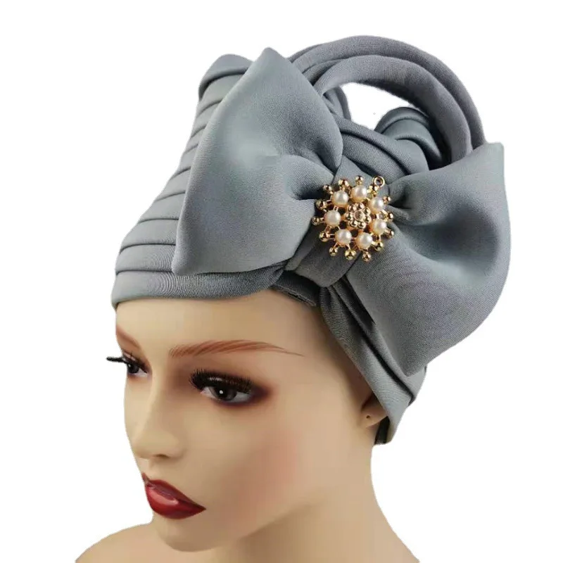 africa dress Bow-tie Turban Caps for Women Fashion African  Headtie Nigerian Wedding Gele Muslim Headscarf Bonnet Female Head Wraps african dress style