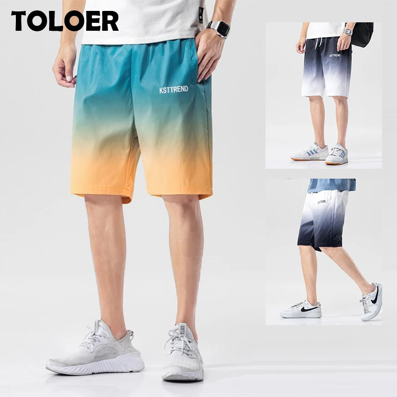Fitness Shorts Training Jogging Summer Quick-Dry Mens Gradient-Color
