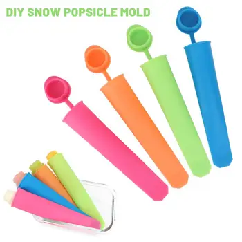 

4pcs/set Colorful DIY Ice Cream Ice Mold Silicone Mold Silicone Handheld Popsicle Mold Tray Moldes With Lid Drop Shipping