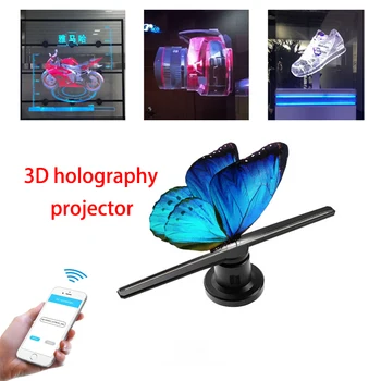 

3D holographic projector LED fan hologram WiFi control advertising machine advertising custom text video LOGO 224/384 lamp beads