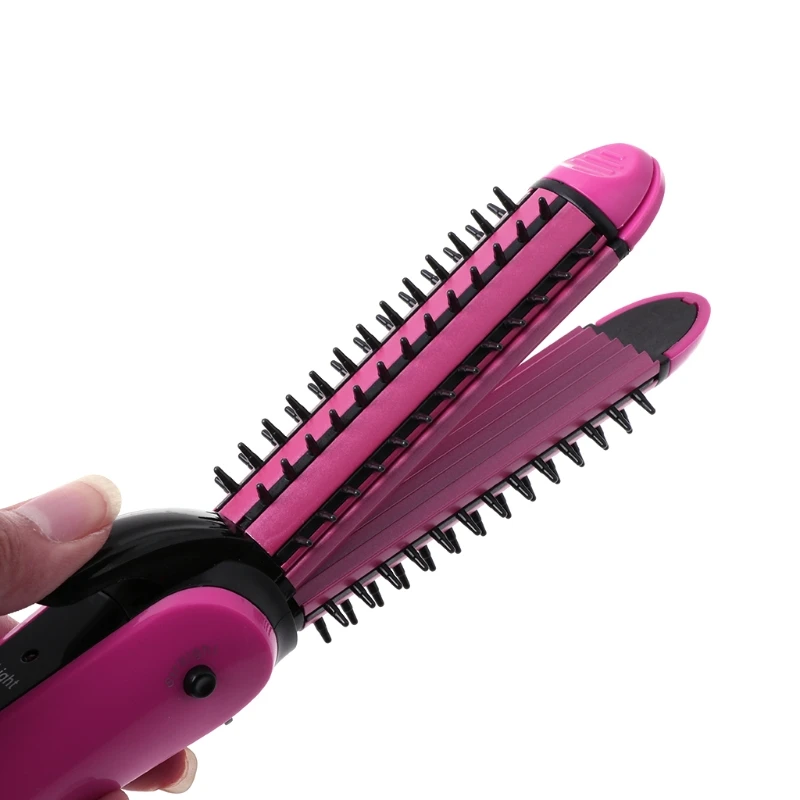 

3 in 1 Hair Straightener Brush Electric Comb Curling Iron Ceramic Styling Tools 4XFB