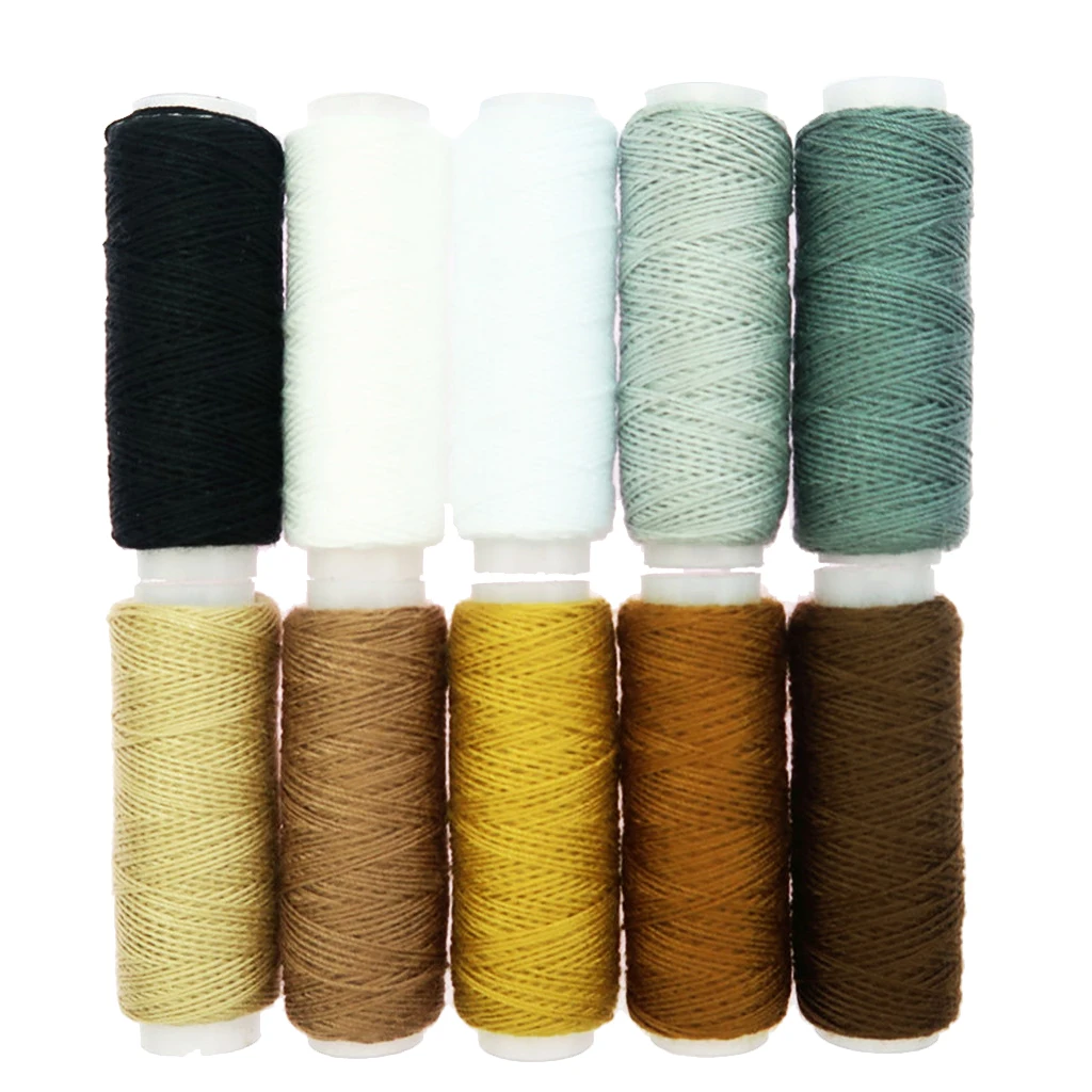 10 Rolls THICK Polyester THREAD Cord for Jeans Denim Button Sew Craft Rainbow