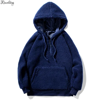 

New Autumn Winter lamb wool Solid Color Hoodies Men Fashion Thicken Long Sleeve Man Pullover Sweatshirt Skate Hip Hop Streetwear