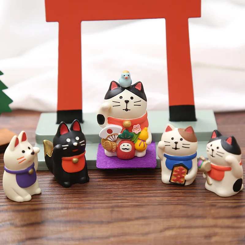 Kawaii Мультяшные миниатюрные фигурки животных Счастливый Кот Фея садовые полимерные Настенная Декорация голова оленя аксессуары Кукольный дом украшения