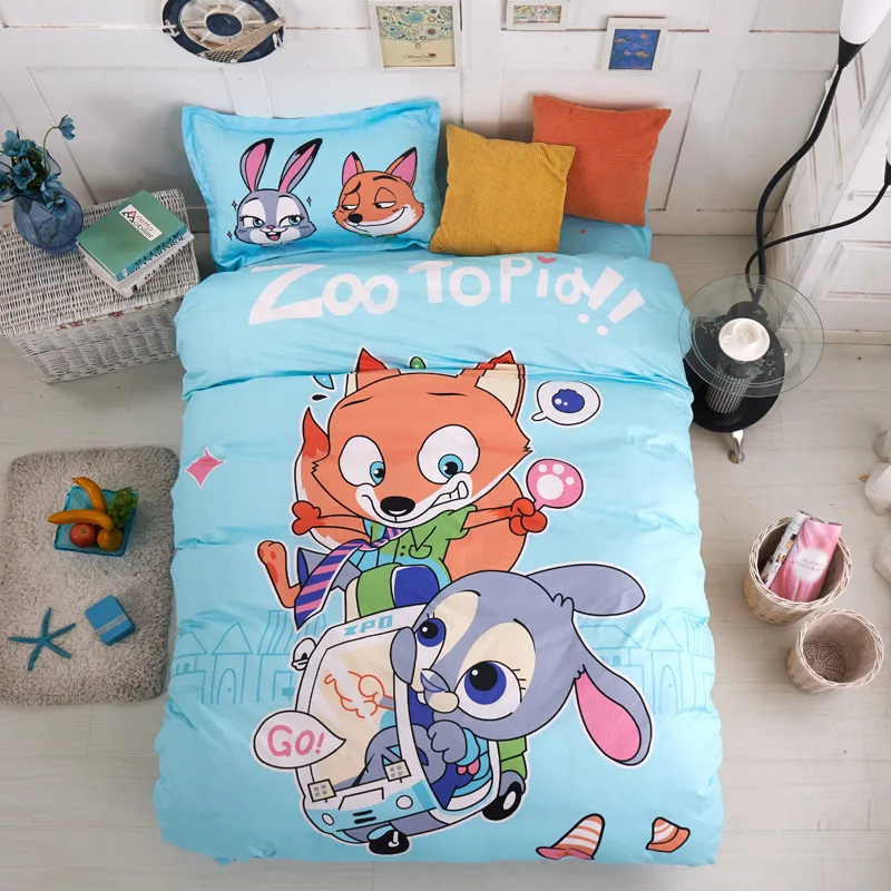Pure Cotton Bedding Set Child Cartoon Quilt Cover Free Shipping 3pcs Set Bedding Article Student Dormitory Single Bed Girls - Цвет: Crazy animal City