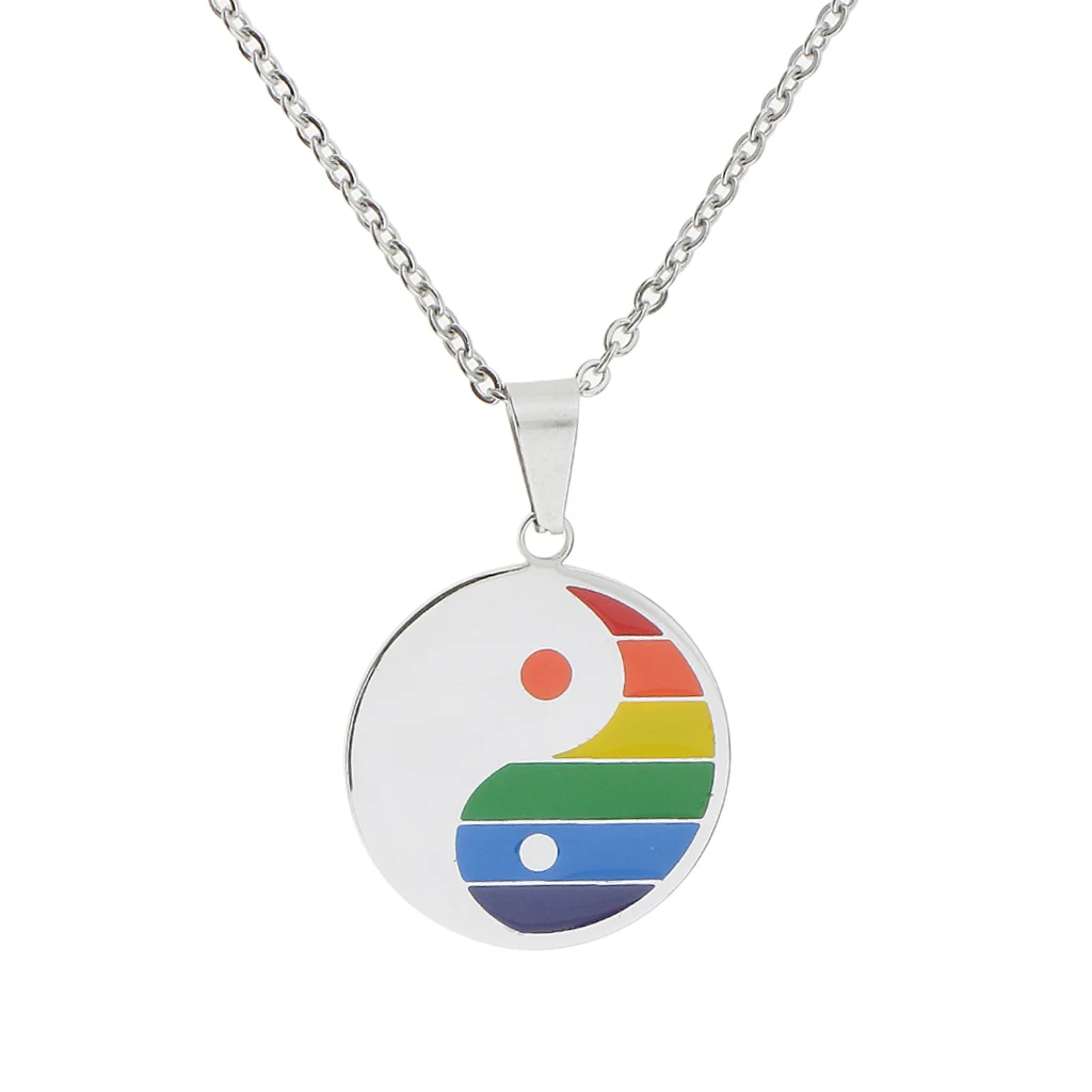 Rainbow PRIDE Stainless Steel Dog Tag Pendant Chain Necklace LGBT Jewelry