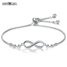  SIPENGJEL Fashion Stainless Steel Endless Love Infinity Chain Bracelets On Hand Adjustable Bracelets For Woman Party Jewelry 