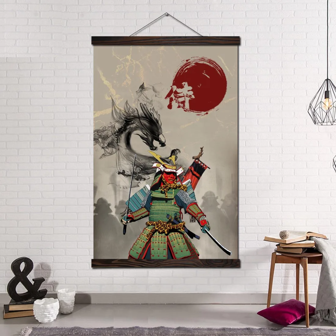 

Wall Art Decor Canvas Painting Posters and Prints Wall Decorative Pictures for Home Decoration Japanese Samurai and Dragon
