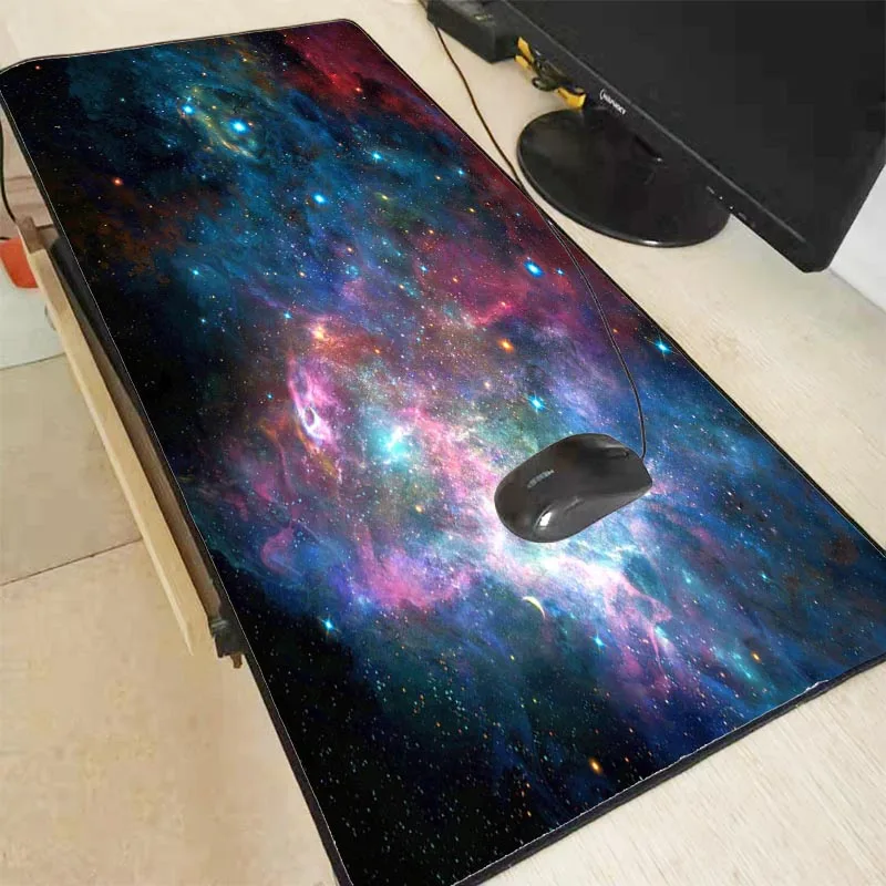 XGZ Large Waterproof Mouse Pad Rubber Gaming Keyboard Desk Mat with Locking Edge Outer Space Stars Nebulae Wrist Rest | Компьютеры и