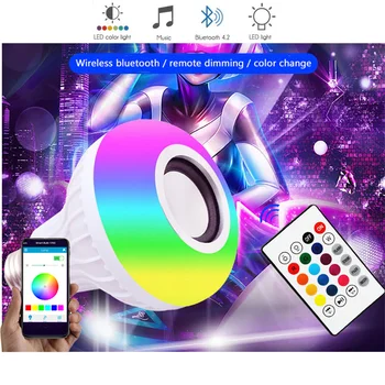

Neno Bulbs E27 Disco Ball Led Bulb RGB Light 12w Smart Wireless Audio Music Playing Dimmable Lamp App Remote Control DJ Light