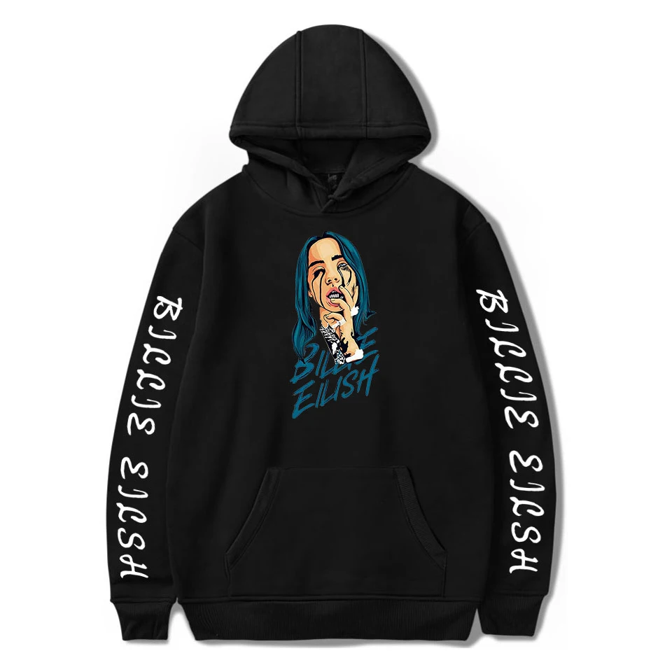 Billie Eilish/толстовки с капюшоном с логотипом; Мужская толстовка; пуловер больших размеров; сезон осень-зима; удобные теплые толстовки для мальчиков и девочек