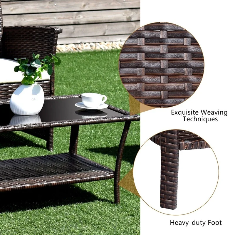 4 Pcs Set High Quality Outdoor Patio Rattan Furniture Wicker Sofa Set Modern Outdoor Furniture Table And Chair Patio Hw57026 Aliexpress