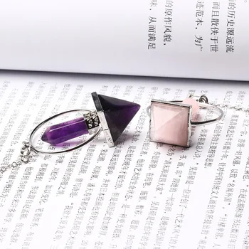 

1PC Natural Crystal Rose Quartz Aura Pendant Quartz Crystal Mineral Jewelry Divination Amulet Magic Repair DIY Gift Ornament