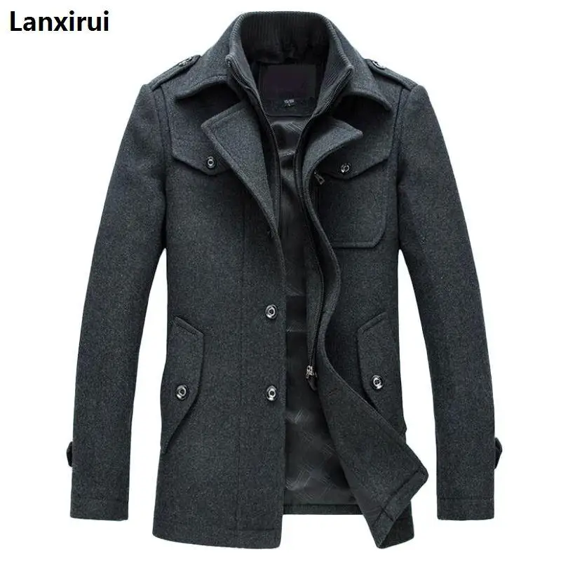 Winter Jacket Men Thickening Wool Coat Slim Fit Jackets Fashion Outerwear Warm Man Casual Jacket Overcoat Pea Coat Plus Size 3XL