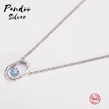 

PANDOO Fashion Charm 925 Sterling Silver Original 1:1 Copy, Crystal Color Jump Fashion Wild Necklace Female Luxury Jewelry Gifts
